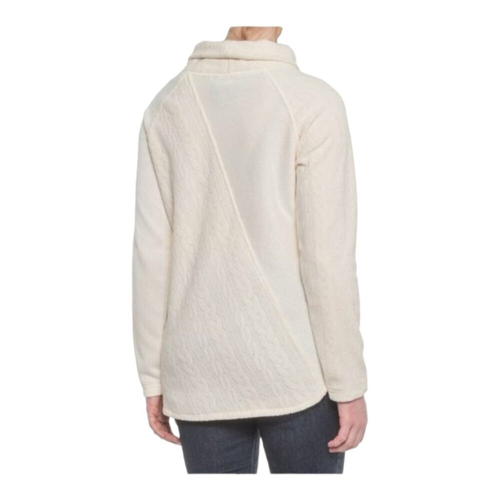 wooly bully women's large white cowl neck pullover sweater corded